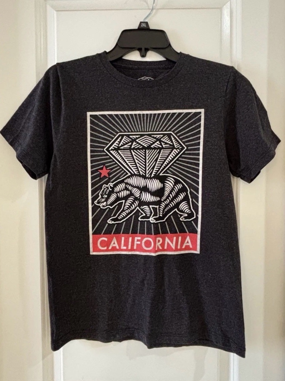 Eighty Eight Charcoal Graphic Tee with White and Red Accents